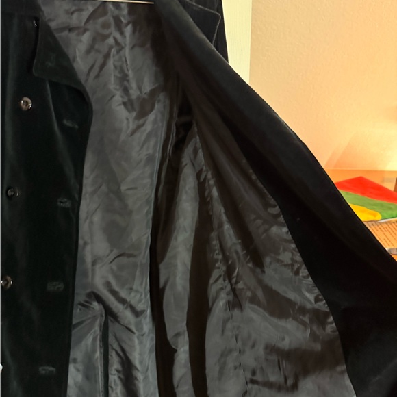 Black Velvet Double-Breasted Coat - Picture 6 of 9